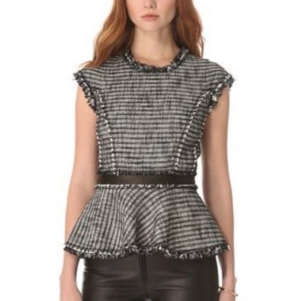 Rebecca Taylor Tweed Peplum Top Size 2